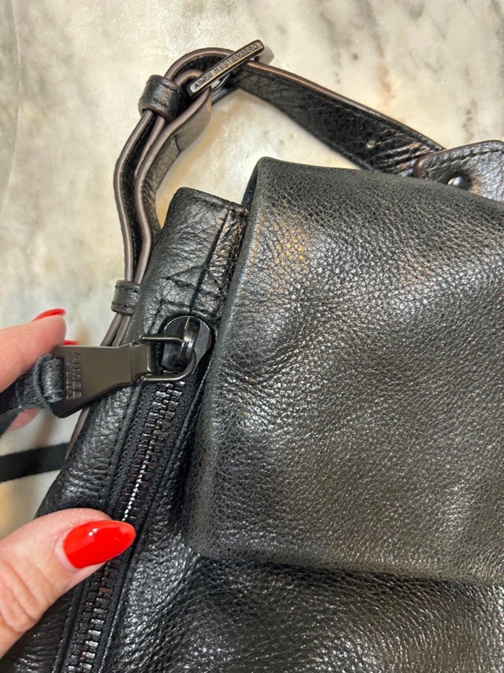 Aimee Kestenberg Black Pebbled Leather Shoulder Bag - Picture 4 of 16